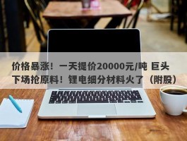 价格暴涨！一天提价20000元/吨 巨头下场抢原料！锂电细分材料火了（附股）