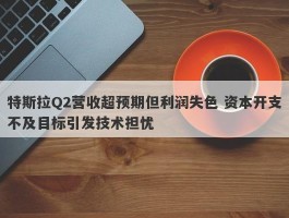 特斯拉Q2营收超预期但利润失色 资本开支不及目标引发技术担忧