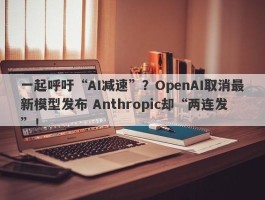 一起呼吁“AI减速”？OpenAI取消最新模型发布 Anthropic却“两连发”！