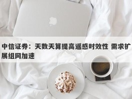中信证券：天数天算提高遥感时效性 需求扩展组网加速