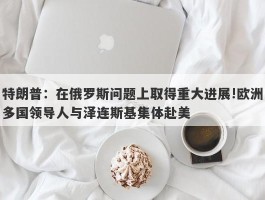 特朗普：在俄罗斯问题上取得重大进展!欧洲多国领导人与泽连斯基集体赴美