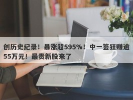 创历史纪录！暴涨超595%！中一签狂赚逾55万元！最贵新股来了