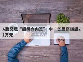 A股又现“超级大肉签” 中一签最高赚超22万元