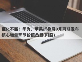 催化不断！华为、苹果折叠屏9月同期发布 核心增量环节价值凸显(附股)