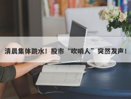 清晨集体跳水！股市“吹哨人”突然发声！