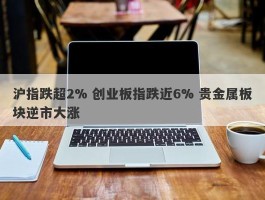 沪指跌超2% 创业板指跌近6% 贵金属板块逆市大涨