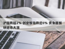 沪指跌超2% 创业板指跌近6% 贵金属板块逆市大涨