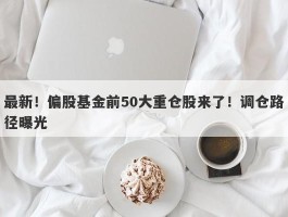 最新！偏股基金前50大重仓股来了！调仓路径曝光