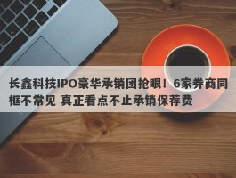 长鑫科技IPO豪华承销团抢眼！6家券商同框不常见 真正看点不止承销保荐费