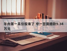 年内第一高价股来了 中一签需缴款9.34万元