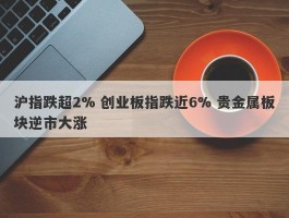 沪指跌超2% 创业板指跌近6% 贵金属板块逆市大涨
