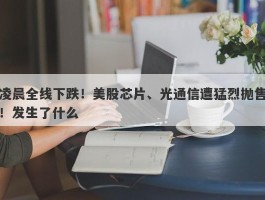 凌晨全线下跌！美股芯片、光通信遭猛烈抛售！发生了什么
