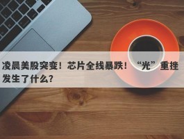 凌晨美股突变！芯片全线暴跌！“光”重挫 发生了什么？